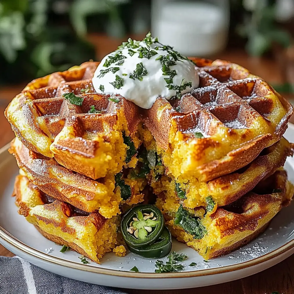 Spicy Cheddar Jalapeño Cornbread Waffles You’ll Love