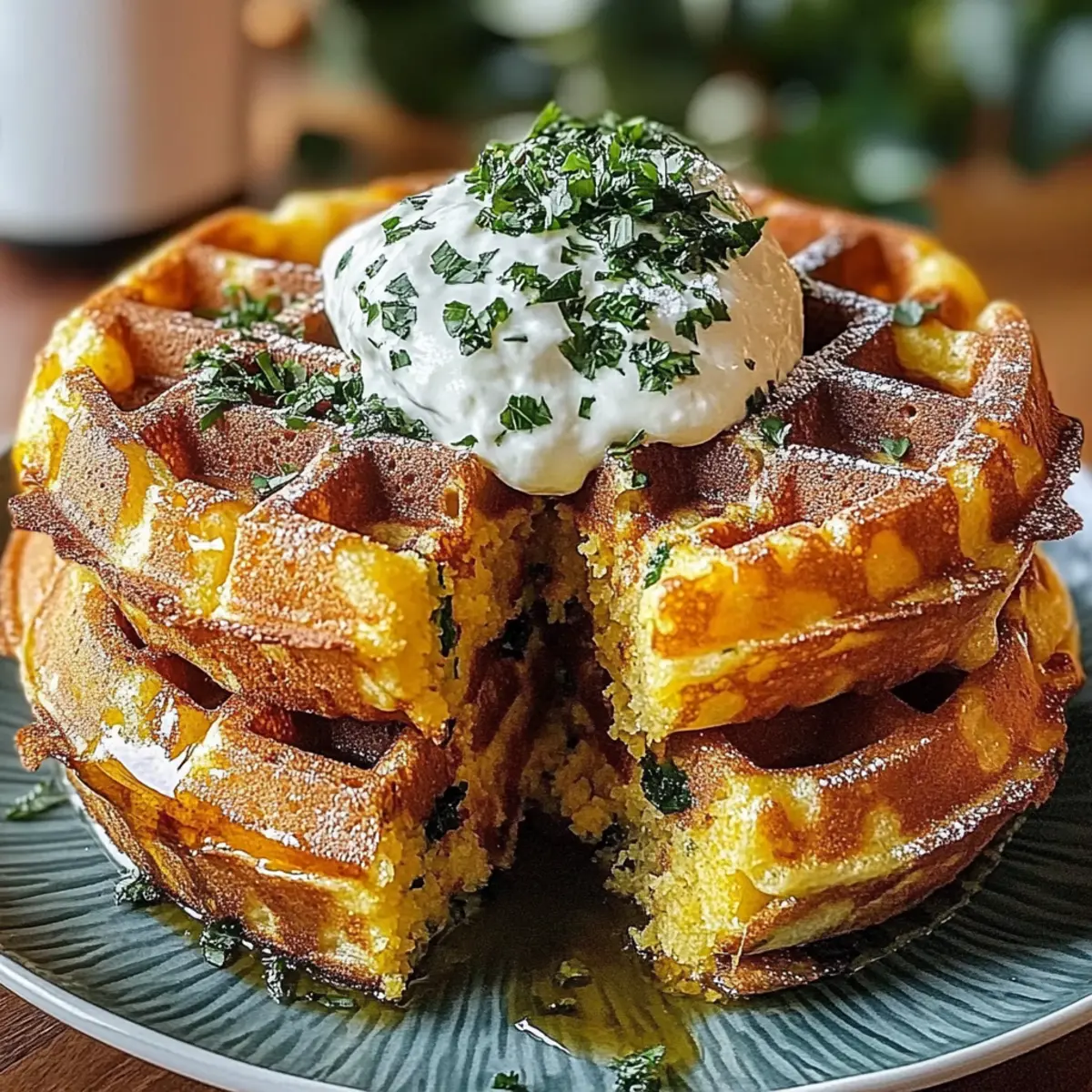 Irresistibly Spicy Cheddar Jalapeño Cornbread Waffles You'll Love 3